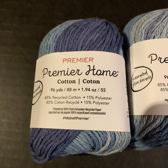 3 Skeins - Premier Multi Blue Colored Cotton Yarn - Picture 3 of 4